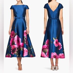 Elegant Blue Floral Dress